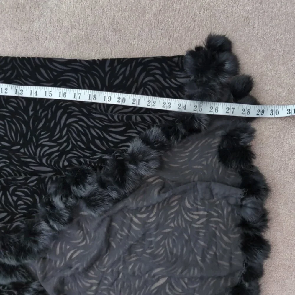 Vintage Rabbit Hair Burnout Velvet 90s Mob Wife Whimsigoth Y2K Poncho Cape O/S - Picture 3 of 4